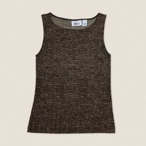 Vintage 90s Brown Black Crocodile Print Tank Top Blouse‎ - Size 0 / XS